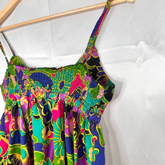 Boho Floral Maxi Dress Bright Multicolor Festival Vacation Style Size Medium ✨ - Picture 6 of 10